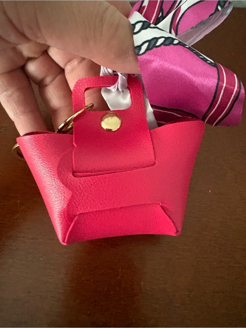NWOT Mini Purse Charm / Keychain with scarf in Hot Pink NWOT